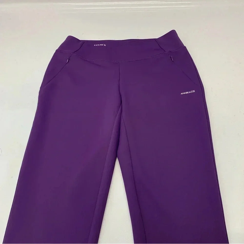 Annika Dry Tech UPF 50 Pants Woman Small Purple Pull On Pockets Golf Travel Work